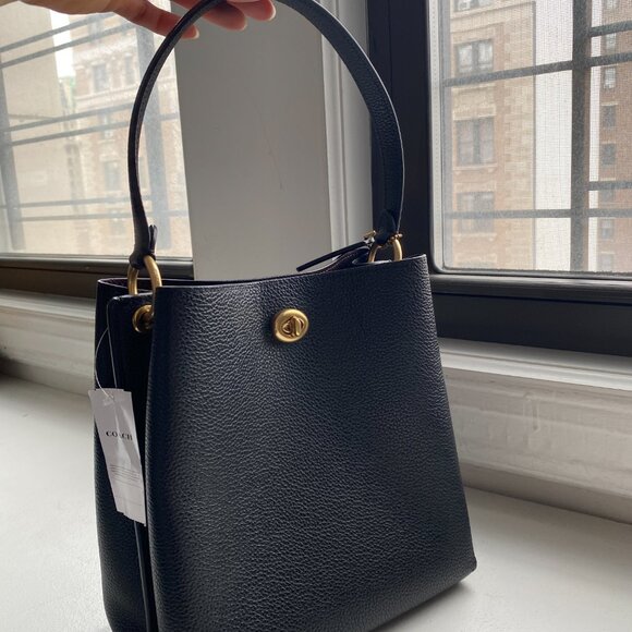 Coach Black Pebbled Leather Charlie Bucket Bag NWT - Picture 2 of 11
